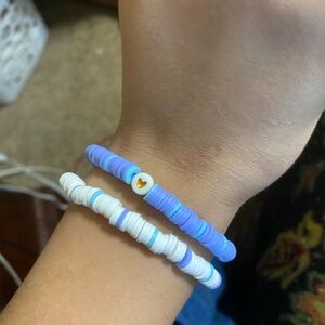 Purple clay bead bracelet set